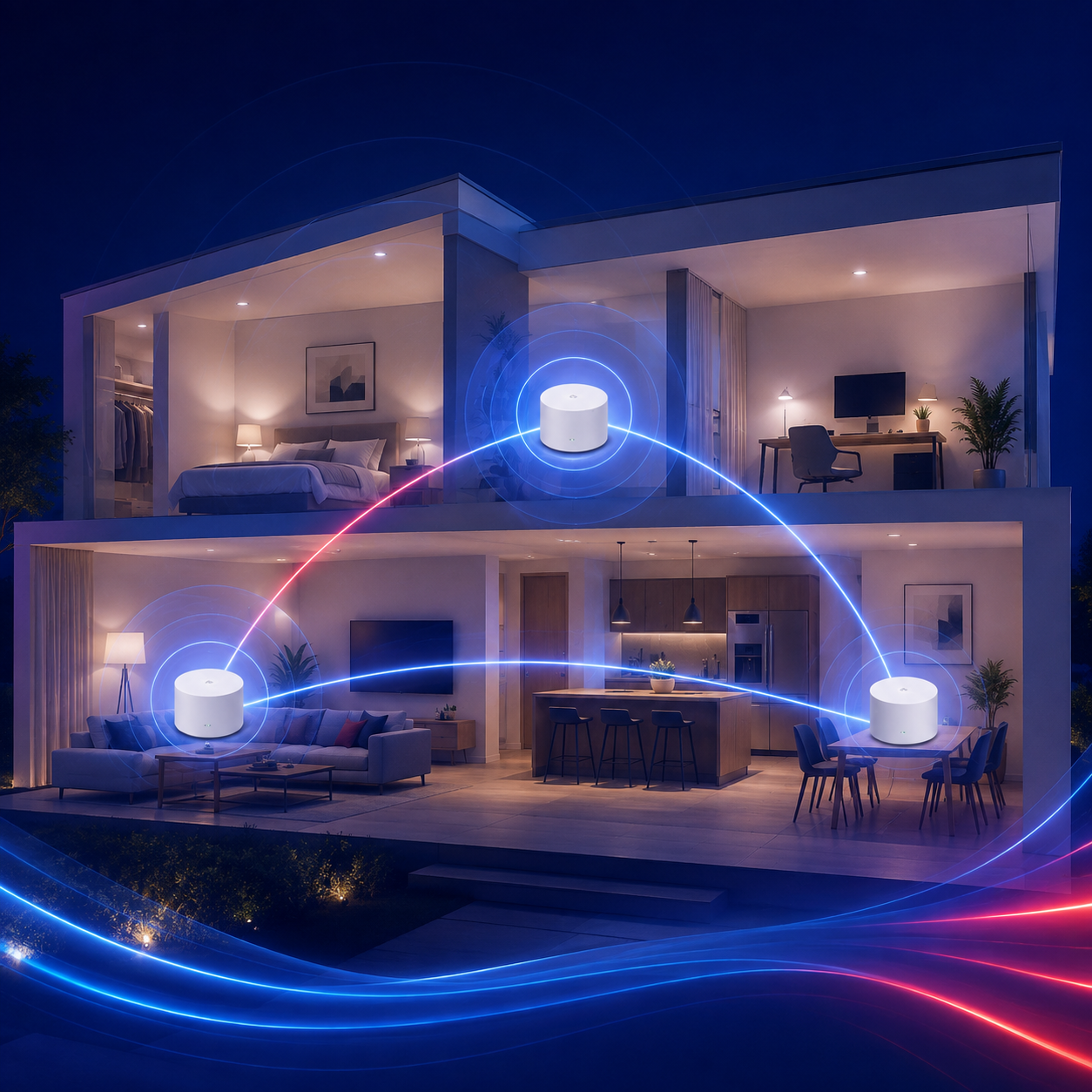 Tecnologia Wi-Fi Mesh da CSN Fibra cobrindo diferentes ambientes da casa